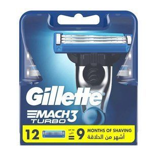 Змінні картриджі для гоління чоловічі Gillette Mach 3 Turbo ., 12 шт 7702018611225 фото