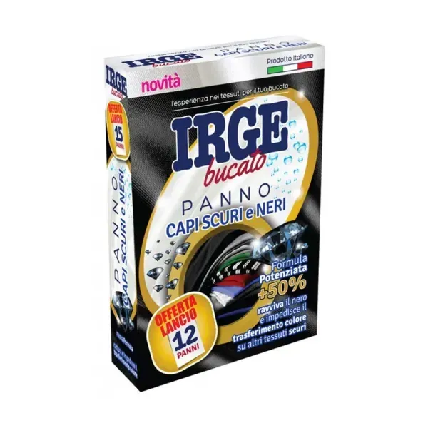 Серветки-пастки для прання чорних речей IRGE Black, 12 шт (Італія) для ефективного прибирання та свіжості 8021723033955 фото