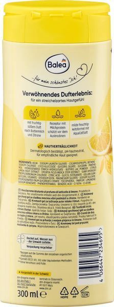 Крем-гель для душу Balea Buttermilk & Lemon з молочними протеїнами для інтенсивного зволоження, 300 мл 4066447234695 фото