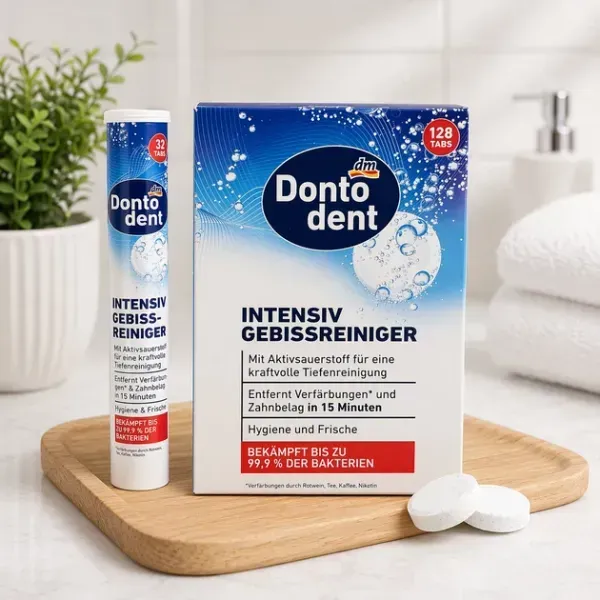 Таблетки для чищення зубних протезів Dontodent Intensive 128 шт 4066447749526_1 фото