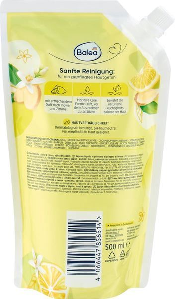 Рідке крем-мило Balea Ginger & Lemon запаска 500 мл 4066447856514 фото