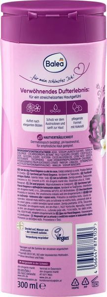Гель для душу Balea Floral Elegance з кокосовою олією для живлення та зволоження шкіри, 300 мл 4066447878103 фото