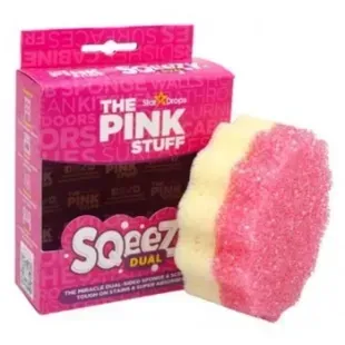Універсальна двостороння губка- скрубер The Pink Stuff Squeezy Dual scrubber для прибирання різних поверхонь 1 шт 5060033823453 фото