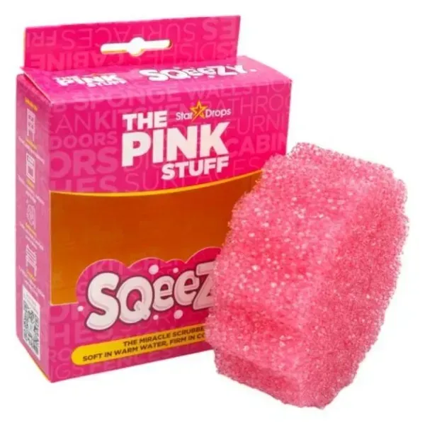 Універсальна одностороння губка-скрубер The Pink Stuff Squeezy the miracle scrubber для прибираня різних поверхонь 1 шт 5060033823439 фото