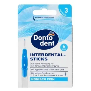 Dontodent міжзубні йоржики ISO 3 (0.6 мм) сині 6 шт 4067796110067 фото