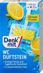 Ароматизатор для унітаза Denkmit WC Duftstein Zitronen-Frische, лимонна свіжість, 4 шт 4066447790597 фото