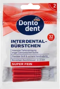 Ультратонкі міжзубні щітки Dontodent Interdentalb&uuml;rsten ISO 2 (0,4 мм), 32 шт 4066447705065 фото