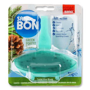 Туалетный блок Sano Green Forest Scented с ароматом хвойного леса, очищение и защита от налета, 55 г 7290102990030 фото