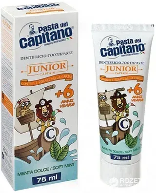 Зубна паста Pasta Del Capitano Junior Soft Mint 6+, 75 мл для дітей від 6 років 8002140035401 фото